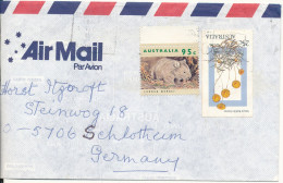 Australia Air Mail Cover Sent To Germany Topic Stamps  The Senders Address Is Cut Of The Backside Of The Cover - Cartas & Documentos