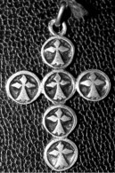 Pendentif Breton Médaille Croix Celtique Religieuse Argent 800 "Hermines Bretonnes" Bretagne - Celtic Religious Medal - Religión & Esoterismo