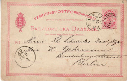 DENMARK 1883 POSTCARD MiNr P 20 SENT TO BERLIN - Entiers Postaux