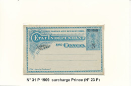 ZAC BELGIAN CONGO SBEP 31P "PRINCES" SMALL FAULT ON A CORNER UNUSED - Stamped Stationery