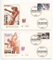 Germany, West 1990 2 FDCs Scott B687-B688 Handball & Physical Fitness - 1981-1990