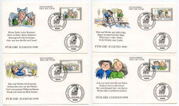 Germany, West 1990 4 FDCs Scott B689-B692 Max & Moritz By Wilhelm Busch, 125th Anniversary - 1981-1990