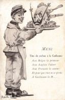 MILITARIA - MENU Tête De Cochon à La Guillaume Aux Belges La Primeur - Illustrateur Ripoche - Carte Postale Ancienne - Humour