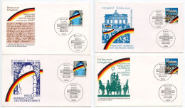 Germany 1990 4 FDCs Scott 1617-1618 Opening Of The Berlin Wall 1st Anniversary, Bonn & Berlin Postmarks - 1981-1990