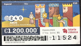 116 P, 1 X Lottery Ticket, Portugal, « REIS MAGOS », « MAGI », « ROIS MAGES », 2024 - Billets De Loterie