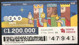 116 P, 1 X Lottery Ticket, Portugal, « REIS MAGOS », « MAGI », « ROIS MAGES », 2024 - Lottery Tickets
