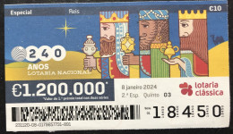 116 P, 1 X Lottery Ticket, Portugal, « REIS MAGOS », « MAGI », « ROIS MAGES », 2024 - Billets De Loterie