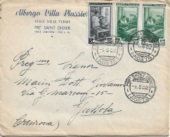 LAVORO (r) £.5+10+10, In Tariffa Lettera 1° Porto,1952,TIMBRO POSTE PRE' SAINT DIDIER (AOSTA) - ALBERGO VILLA PLASSIER - 1946-60: Poststempel