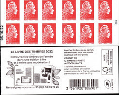 CARNET 1599A-C 14 Marianne D' YSEULT YZ "LE LIVRE DES TIMBRES 2022" Daté. Faible Tirage. A Saisir. - Moderne : 1959-...