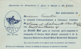 Koksijde/St-Idesbald/Brussel: Invitation 1929 Grand Bal Paré Et Travesti  (W44) - Autres & Non Classés