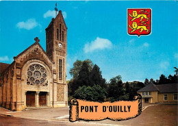 14 - Pont D'Ouilly - L'Eglise Et La Salle Des Fêtes - Blasons - CPM - Voir Scans Recto-Verso - Pont D'Ouilly