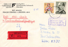 DDR Brief V Wertbrief Staatlicher Kunsthandel Dresden HPA Dippoldiswalde - Fehlgeleitet Wegen Mängel An PLZ - Briefe U. Dokumente