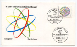 Germany, West 1990 FDC Scott 1604 ITU, International Telecommunications Union 125th Anniversary - 1981-1990