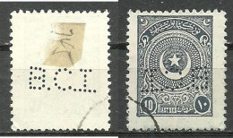 Turkey; 1924 2nd Star&Crescent Issue Stamp 10 K. "Perfin" - Gebruikt