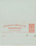 ZAC BELGIAN CONGO SBEP 41b BRIXK RED UNUSED - Stamped Stationery