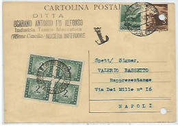 Repubblica 1946 CP Democratica Lire 3 # C130 + Dem. L.1 Nocera Inf.1set47 X Napoli Tassata L.2 In Quartina !!!!! - Postwaardestukken