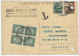 Repubblica 1946 CP Democratica Lire 3 # C130 + Dem. L.1 Nocera Inf.1set47 X Napoli Tassata L.2 In Quartina !!!!! - 1946-60: Poststempel