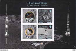 Isle Of Man Souvenir Block Mi 2517-2518 - 50th Anniversary Of Landing On Moon - Apollo XI & Apollo XII - 2019 MNH** - Europe