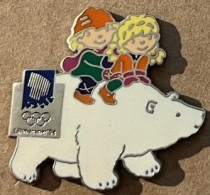 JEUX OLYMPIQUES - OLYMPICS GAMES - LILLEHAMMER '94 - GARCON ET FILLE SUR UN OURS BLANC - WHITHE BEAR - BÄR - EGF - (20) - Olympic Games