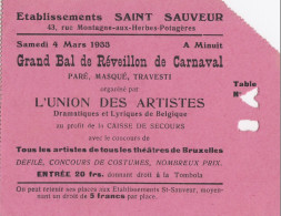 Brussel Grand Bal De Réveillon De Carnaval 1933  (W57) - Altri & Non Classificati