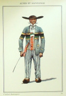 Costume Aquitaine Saintonge (36) Vieillard Villageois Signé Illustré Par P.A Leroux XXème - Beroemde Personen