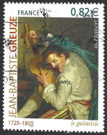 TIMBRE N° 3835   -   TABLEAU  JEAN BAPTISTE GREUZE LE GUITATISTE  -  OBLITERE  -  2005 - Used Stamps