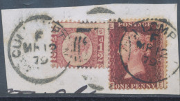 GB QV ½d Plate 12 (SG) Together With 1d Plate 200 (FE) Very Fine Used On Piece With Scarce Duplex „CULLOMPTON / 214“, De - Used Stamps