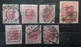 OSTERREICH AUSTRIA AUTRICHE 1890 - 1920, 7 Timbres Yvert No 48,98 Ou 228 O Perforé,  Perfin , TB - Used Stamps