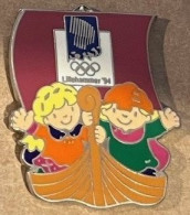 JEUX OLYMPIQUES - OLYMPICS GAMES - LILLEHAMMER '94 - GARCON ET FILLE SUR DRAKAR - BATEAU - NAVIRE - LOGO - EGF - (21) - Jeux Olympiques