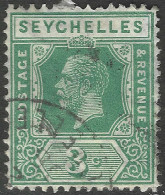 Seychelles. 1921-32 KGV. 3c Green Used. Mult Script CA W/M SG 99. M3171 - Seychellen (...-1976)