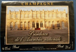 Etiquette Vin De Champagne  Présidence De L'Assemblée Nationale - Champan