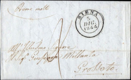 624 - LETTERA PREFILATELICA DA SIENA A GROSSETO 1844 - 1. ...-1850 Prephilately