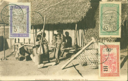 YT Madagascar YT N° 105 110 150 CAD Tananarive 1929 CPA Madagascar Région Tanala Pileuse De Riz - Storia Postale