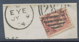 GB QV ½d Plate 6 (FK) Superb Used On Piece With Rare Duplex „EYE / 287“, Suffolk Now Cambridgeshire (4VODA, Time Code „B - Gebraucht