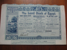 EGYPTE - ALEXANDRIE 1905 - THE LAND BANK OF EGYPT - TITRE DE 5 LIVRES STERLING - CAPITAL 1 000 000 - BELLE DECO - Autres & Non Classés