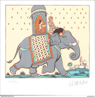 JF CHARLES : Carte Double Sérigraphiée L'ELEPHANT (ns) - Illustratori A - C