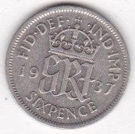 Grande Bretagne. 6 Pence 1937. George VI ,en Argent, KM# 852, TTB/VF - H. 6 Pence