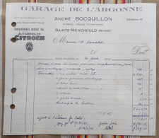 CITROEN 51 SAINTE MENEHOULD  A. Bocquillon Garage De L'ARGONNE Pour R. Lancelot WW2 - Automobile