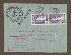 !!! AOF, LETTRE DE LA MARINE PAR AVION DE DAKAR, SÉNÉGAL POUR LA FRANCE DE 1942, CACHET SERVICE À LA MER - Covers & Documents