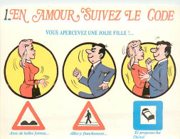 HUMOUR - EN AMOUR SUIVEZ LE CODE - Carte N° 1 Vous Apercevez Une Jolie Fille (cpsm) - Humour