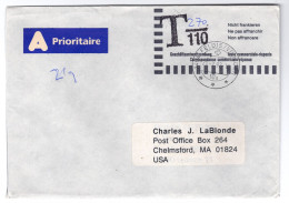 Switzerland 1992 Internal POST FREE Cover Sent To The United States Postage Due - Portomarken