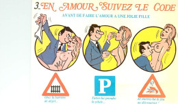 HUMOUR - EN AMOUR SUIVEZ LE CODE - Carte N° 3 Avant De Faire L'Amour à Une Jolie Fille (cpsm) - Humor