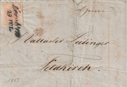 Autriche Cachet Linéaire Dornbirn Sur Lettre Avec Correspondance 1857 - Lettres & Documents