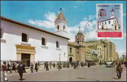 Colombie 1964 Y&T PA 439 Sur Carte Maximum. Église De La Veracruz, Bogotá - Eglises Et Cathédrales