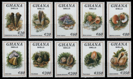 Ghana 1992 - Mi-Nr. 1731-1740 ** - MNH - Meeresschnecken / Marine Snails - Ghana (1957-...)