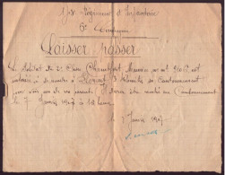 Laisser Passer Regiment D'infanterie, 6 Eme Compagnie, 1917 - Documents