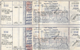 2 Mandat-Poste - Cours D'Instruction - Griffe ANNULE - BURES - 153 - 154 - Cad Du 20 1 1948 PARIS COURS PRATIQUES - Correo Postal