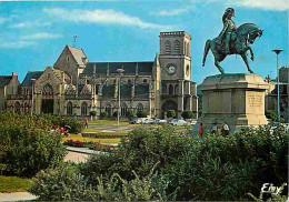 50 - Cherbourg - Les Jardins De La Place Napoléon - La Statue De Napoléon Ler Et La Basilique De La Trinité - Automobile - Cherbourg