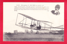 Aviation-308A35  Aéroplane F. DE RUE En Plein Vol, Petite Image De L'aviateur, Cpa BE - ....-1914: Precursors