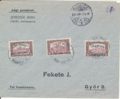 Hungary Cover Budapest 13-1-1921 With Complete Set Air Mail Provisorium (light Folded And With Hinged Marks On The Backs - Brieven En Documenten